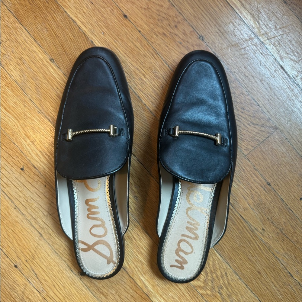 Sam Edelman black leather loafer slides